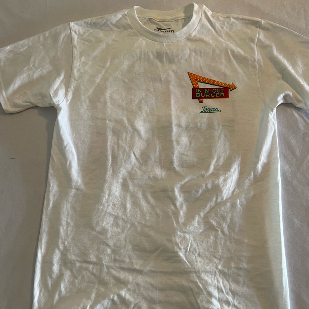 S In N Out Burger Texas Unisex Women Men's White T-Shirt Short Sleeve Top Summer